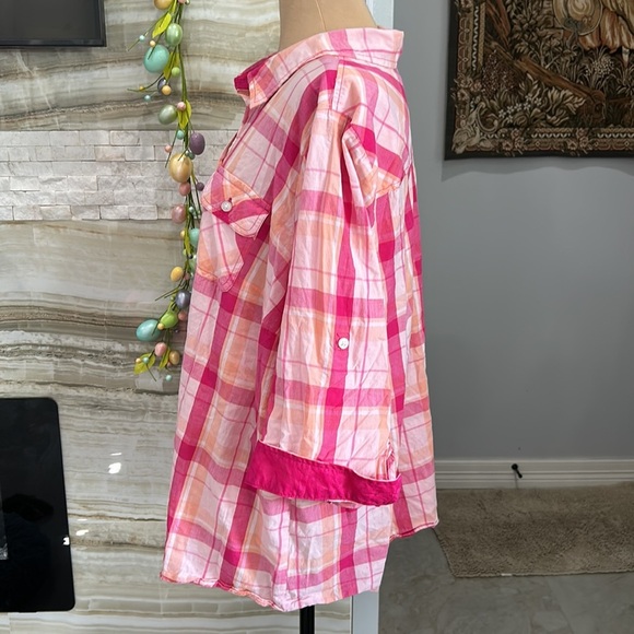 Croft & Barrow Pink With Orange Plaid Shirt. Size 3X (118) - Picture 4 of 14